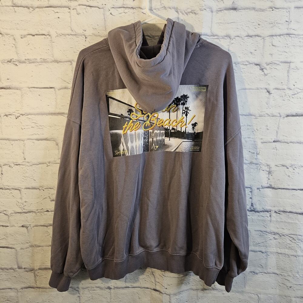Gymshark Large Purple Pullover Hoodie Logo Hooded Pockets Graphic Print - Picture 2 of 5